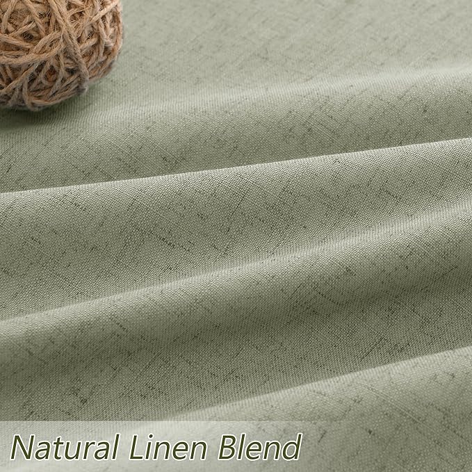 Sage Green 100% Blackout Linen Curtains 94 Inch Length 2 Panels Set - Image 4