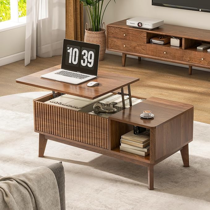 LYNCOHOME Fluted Lift Top Coffee Table - Image 6