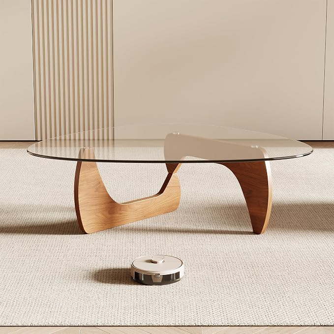 Honyee Morden Coffee Table, 42.5" x 28.5" x 16.1" Triangle Tempered Glass Top - Image 5