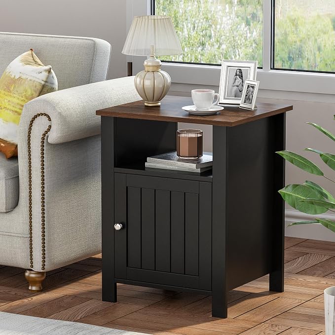 ChooChoo Farmhouse Nightstands Set of 2, Rustic Vintage End Side Table - Image 2