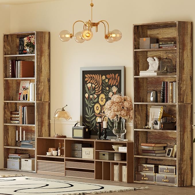 IRONCK Bookshelves and Bookcases Set of 2 Floor Standing 6 Tiers Display - Image 4