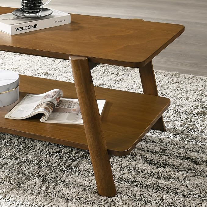 Mid-Century Modern Coffee Table 43 in, Wood Living Room Table - Image 3