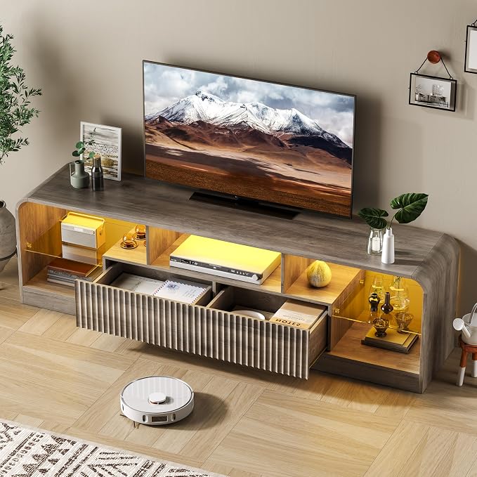 TV Stand for 60/65/70 Inch TVs, Modern Curved TV Console - Image 5