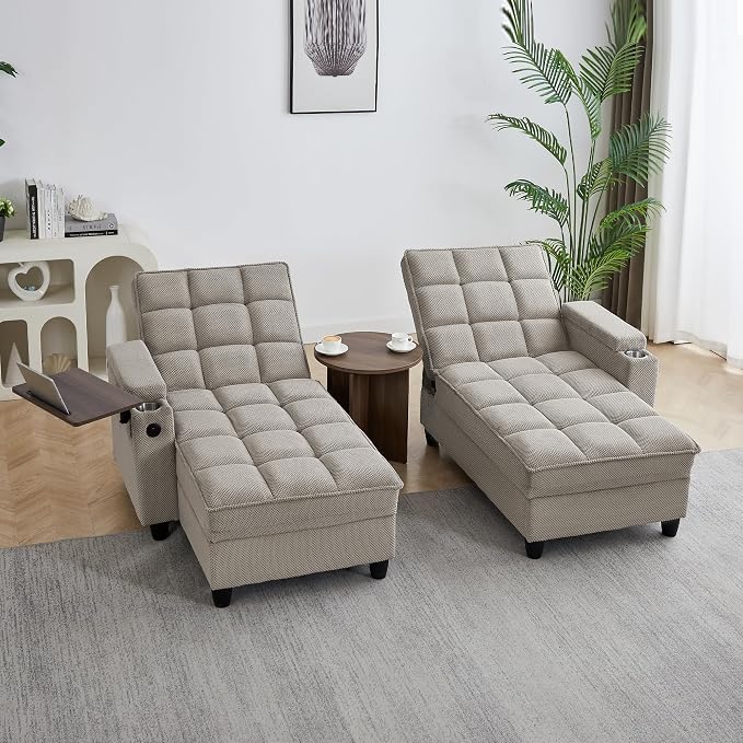 Auvsoce 71" Chaise Lounge Chair Indoor, Convertible Sleeper Sofa Bed - Image 3