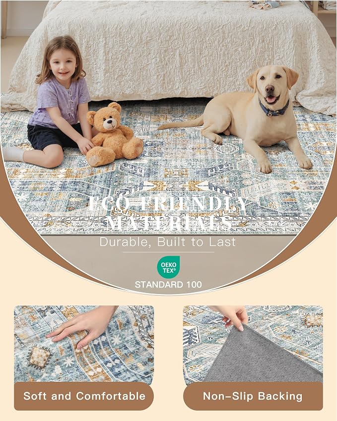 Madane Washable Area Rug 2x3, Small Entryway Rug Non-Slip Vintage Door Mat - Image 5