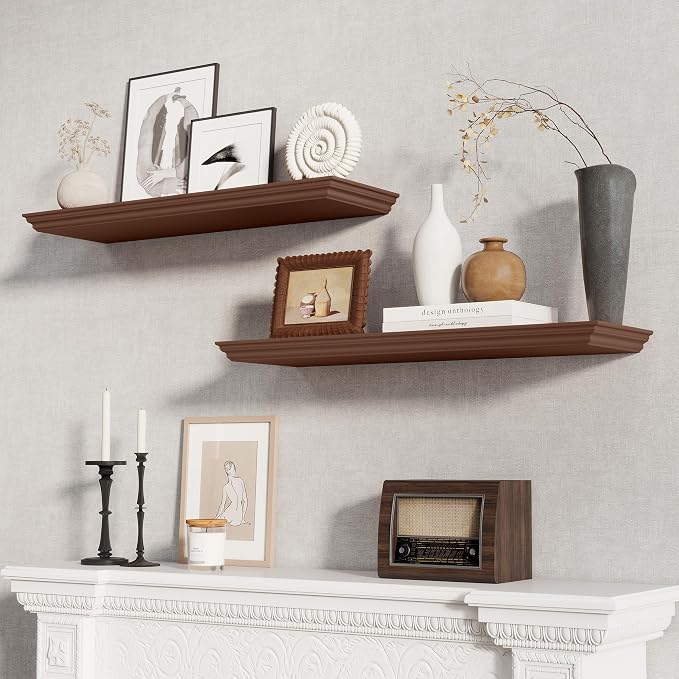 Fun Memories Floating Shelves 32 Inch Long, 9.3 Inch Deep Classic Crown Molding - Image 2