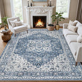 Area Rugs 10x14 Living Room Rug: Washable Rug Soft Vintage Boho Medallion by EXPEDIX
