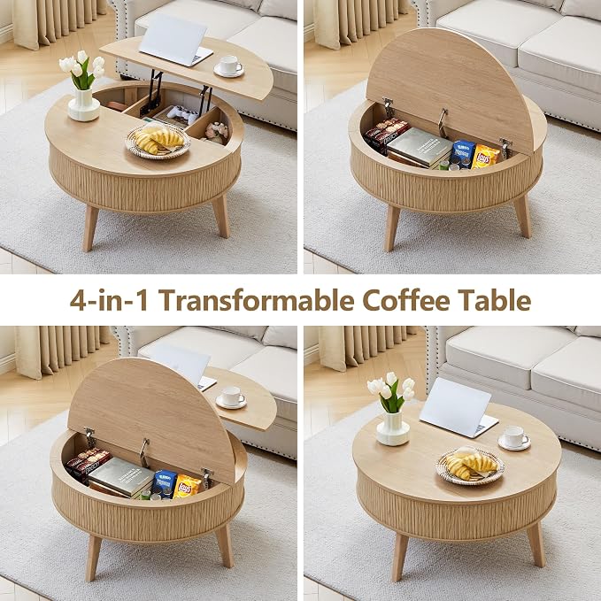 Round Lift Top Coffee Table - Image 4