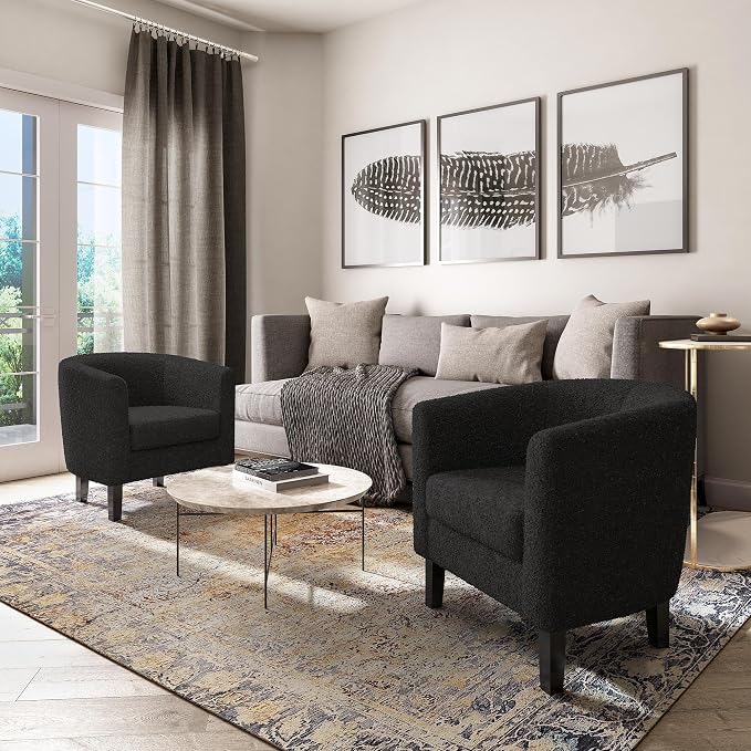 BELLEZE Living Room Chair, Teddy Polyester Accent Barrel Chair, Club Tub Sofa - Image 5