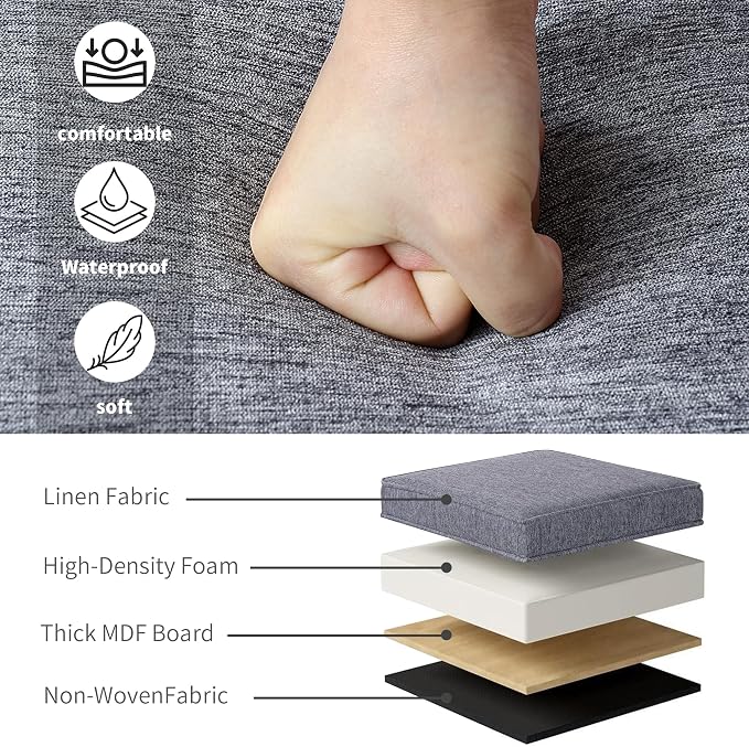 Adeco 17.5 Inch Square Storage Ottoman - Image 7