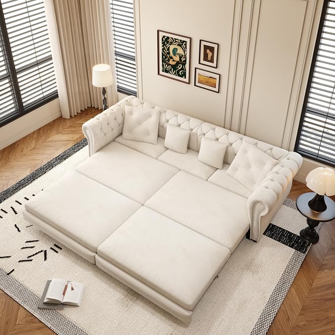89" Velvet Pull Out Couch Bed - Image 7