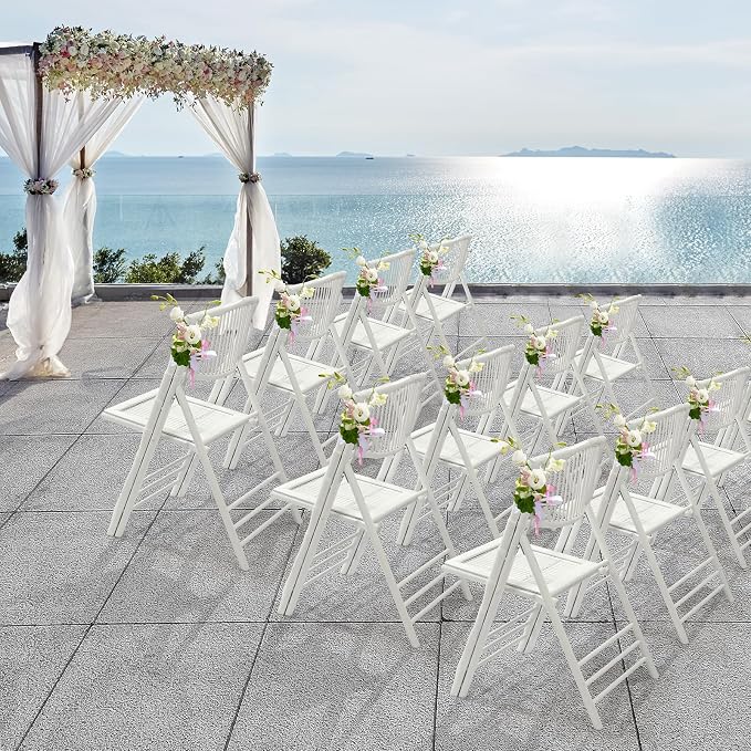 VINGLI Bamboo Folding Chair, Foldable Dining Wood Chairs Comfortable Seat - Image 9