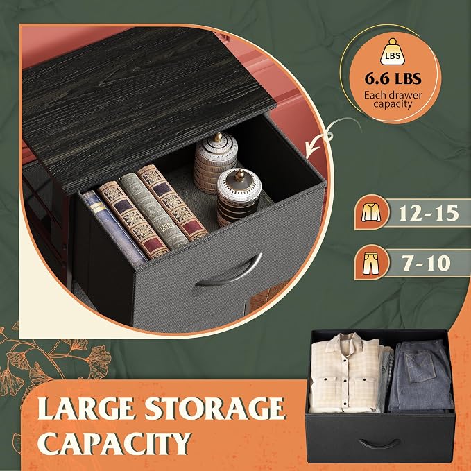 WLIVE Dresser with 4 Drawers, Fabric Storage Tower, Organizer Unit - Image 5
