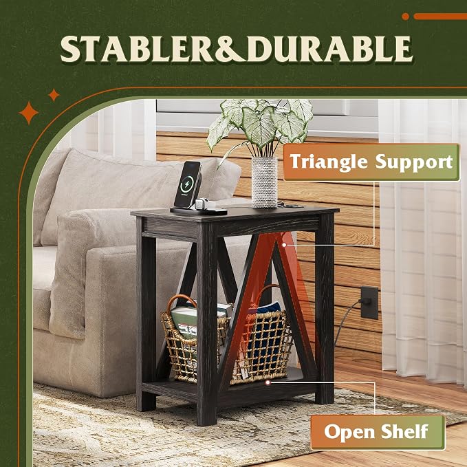 WLIVE Narrow Black End Table - Image 7
