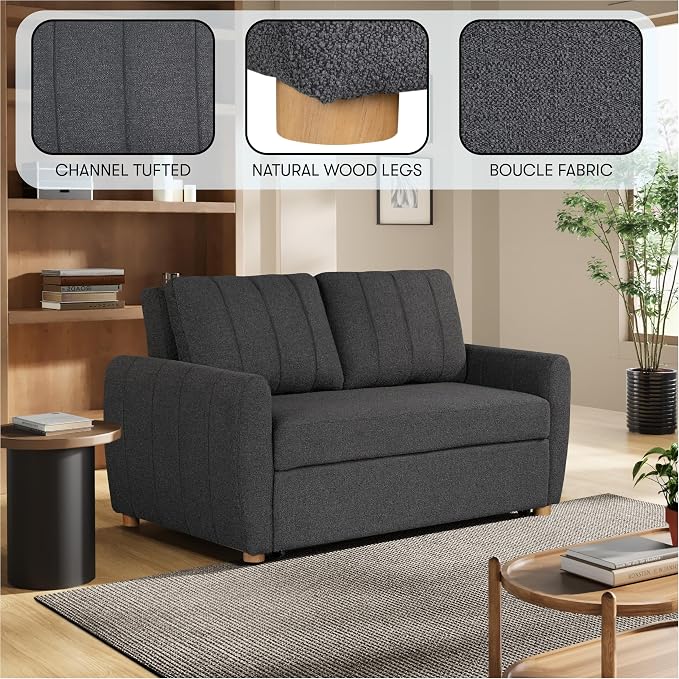 Serta Galway 66.5" Convertible Sleeper Loveseat, Full Size, Dreamcoil Comfort - Image 8