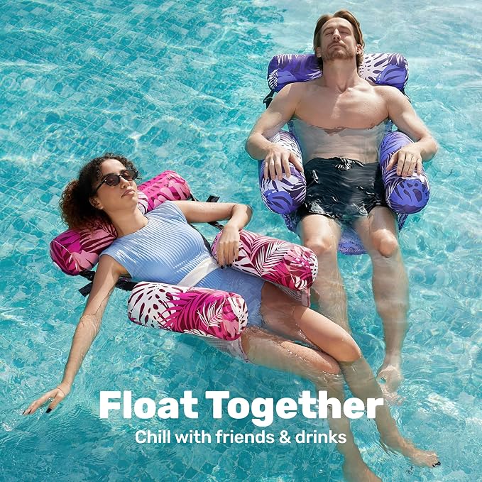 SLOOSH Inflatable Pool Floats Adult, 2 Packs Floating Lounge Chairs, Blow up - Image 3