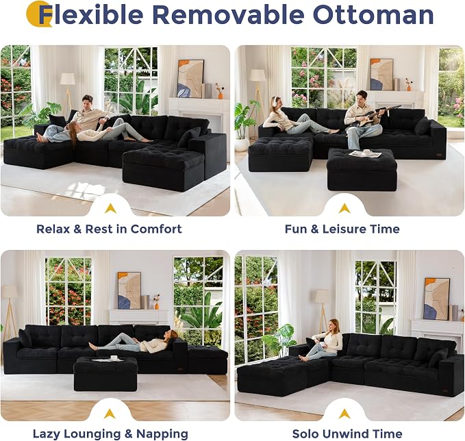 MAXYOYO 132" U Shaped Modular Sectional Sofa - Image 5