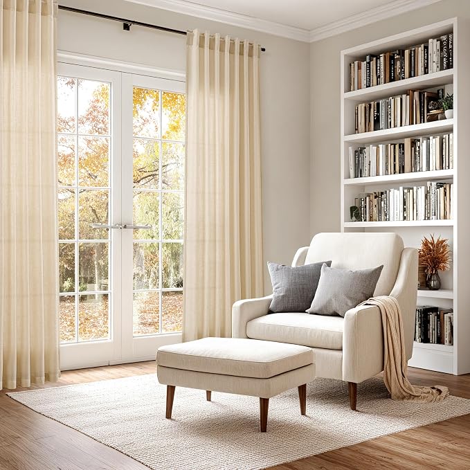 Nanspring Tan Semi Sheer Curtains 72 Inches Long - Image 6
