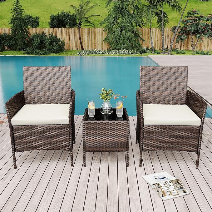 GarveeLife 3-Piece Patio Furniture Set, Rattan Outdoor Furniture - Image 9