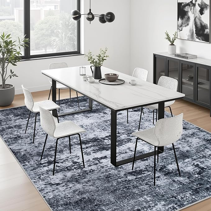 4x4 Area Rug Living Room Rug: Washable Modern Abstract Soft Thin Rug Indoor - Image 4
