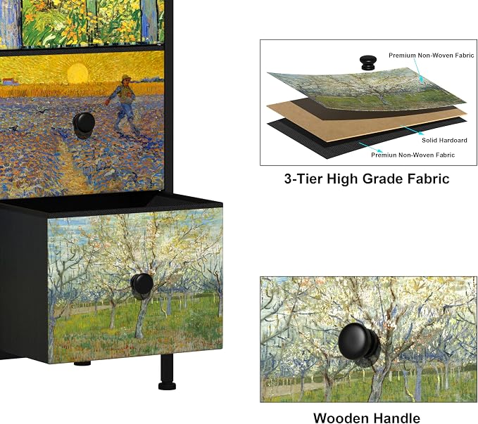 EXOTICA Large Chest of Drawers 15 Drawer Dresser Van Gogh Tall Fabric Dresser - Image 6