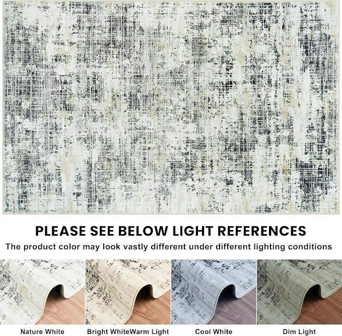 8x10 Area Rugs for Living Room Washable Rug: Anti-Skid Abstract Modern Living - Image 8