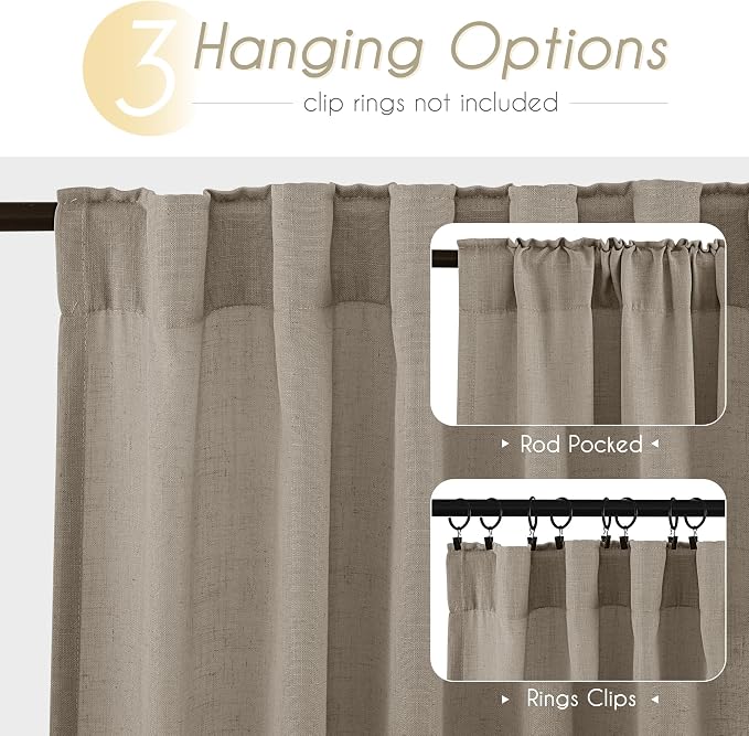 Taupe Linen Curtains 108 inches Long - Image 6