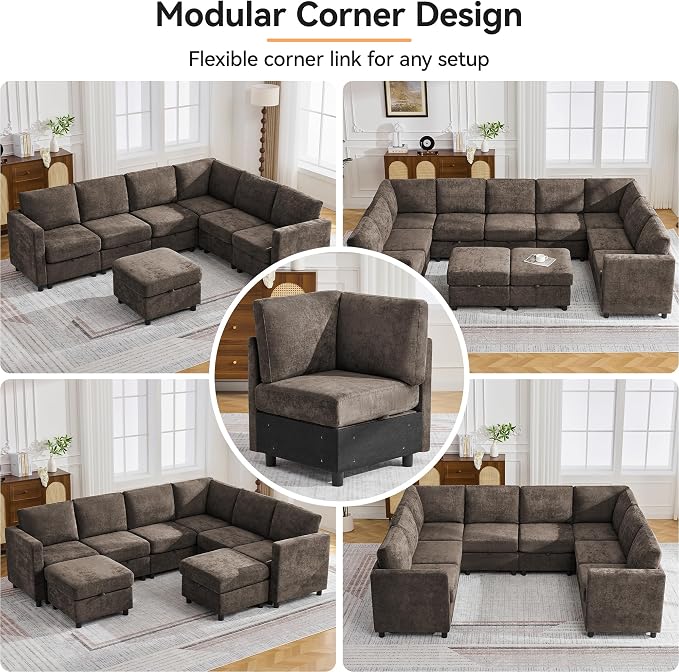127'' Oversized U Shaped Modular Sofa, Sectional Couches - Image 6