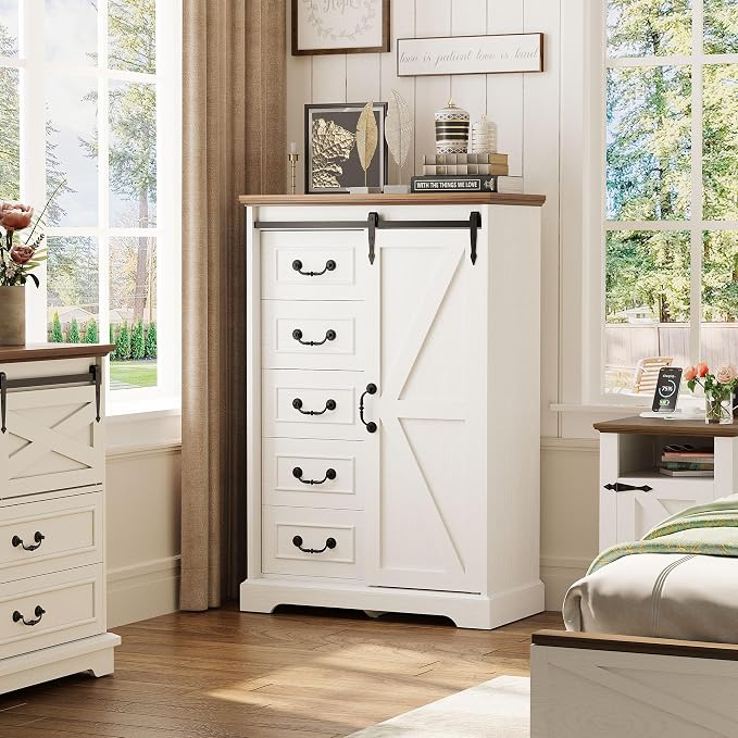 IRONCK 5 Drawers Dressers for Bedroom, Farmhouse Dresser Chest of Drawer - Image 3