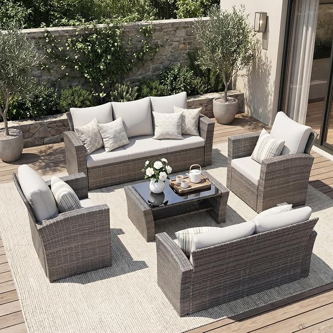 Wisteria Lane Patio Furniture Set, 5 Pieces Wicker Outdoor Furniture by WisteriaLane