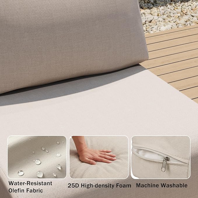 3-Piece Patio Conversation Set, Outdoor Sectional Sofa Wicker Furniture - Image 4