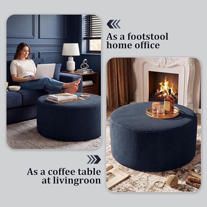 BSHOMGI Coffee Table Round Ottoman, Oversized Footrest - Image 3
