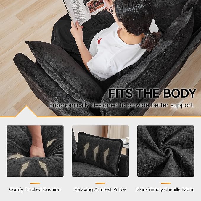 113'' V Shaped Cloud Sectional Sofa, Oversized Deep Seat Couches - Image 4