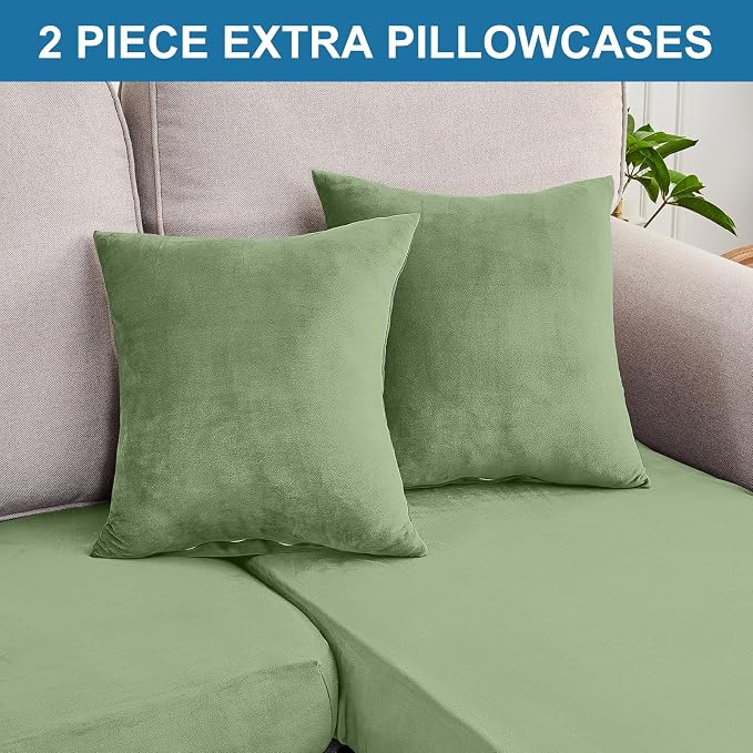 Couch Cover 8-Piece Elastic Velvet Couch Cushion Covers & Chaise Slipcovers - Image 8