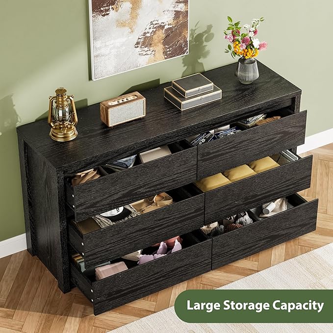 GarveeHome 6 Drawer Dresser for Bedroom, Wide Wood Chest of Drawers Handle Free - Image 5