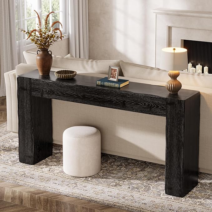 Solid Wood Console Table, 63-Inch Farmhouse Sofa Table Behind Couch - Image 4