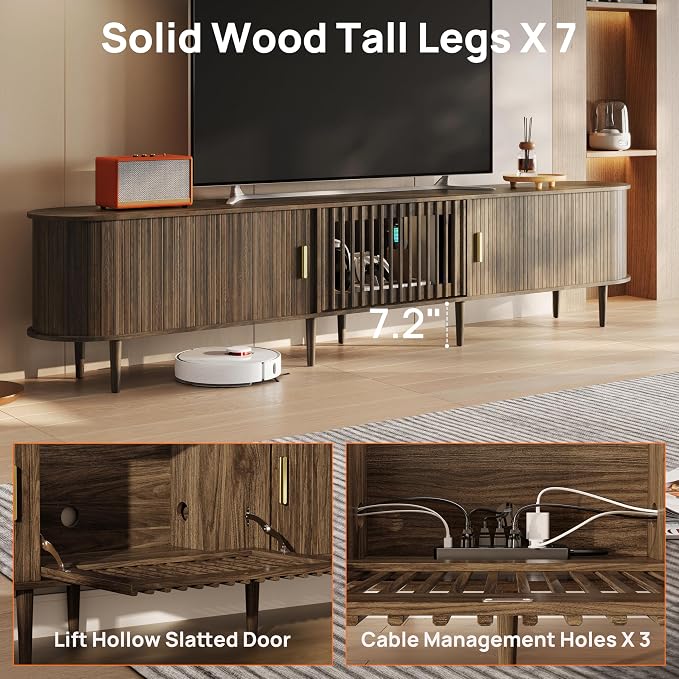 94.5" Fluted Mid Century Modern TV Stand - Image 5