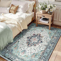RELEANY Area Rugs 3'x4' Washable Non-Slip, Floral Vintage Distress Print by RELEANY