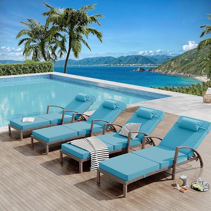 GarveeLife 2-Piece Rattan Patio Folding Chaise Lounge, 5-Position Adjustable - Image 7