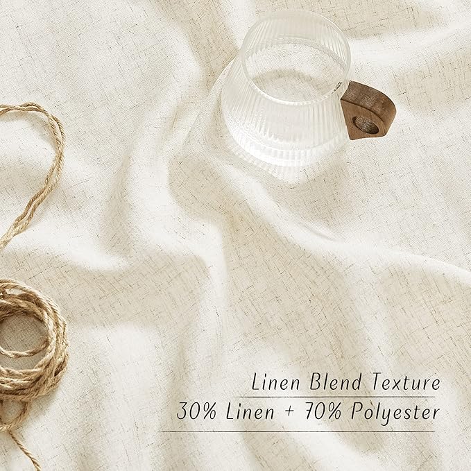 NICETOWN Linen Blend Sliding Door Curtains Extra Wide, Grommet Semi Sheer - Image 3