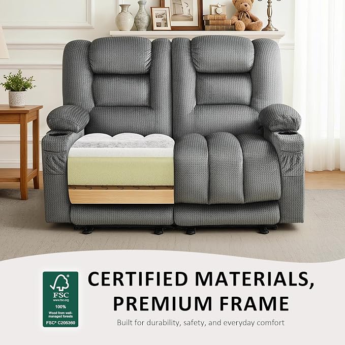 MCombo 55.9" Zero Gravity Power Loveseat Recliner - Image 6