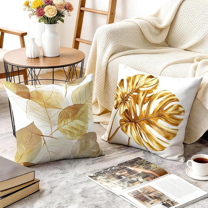 OBSEDE Golden Leaf Illustration Decorative Throw Pillow Covers 18 × 18 in - Image 6