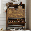 BORNOON Shoe Cabinet with 2 Flip Drawers Narrow Shoe Storage Cabinet Organizer by BORNOON