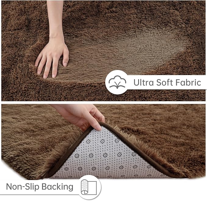 Goideal Fluffy Rug for Bedroom Living Room, 6x9 Brown Area Rugs, Faux Fur Shag - Image 6