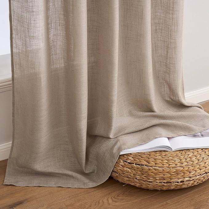 MIULEE Taupe Short Linen Curtains 45 Inch Length 2 Panels - Image 7