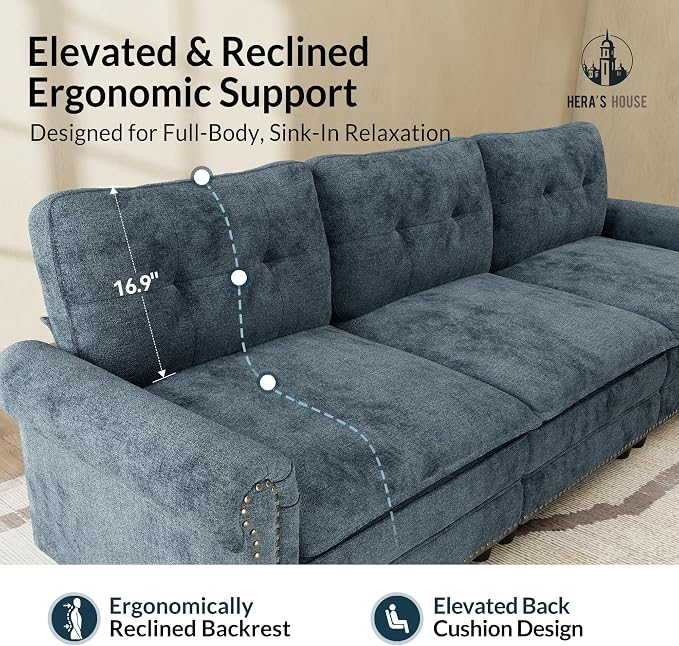 HERA'S HOUSE 73.2" Mid-Century Modern Loveseat, Oversized Sectional Couch - Image 8