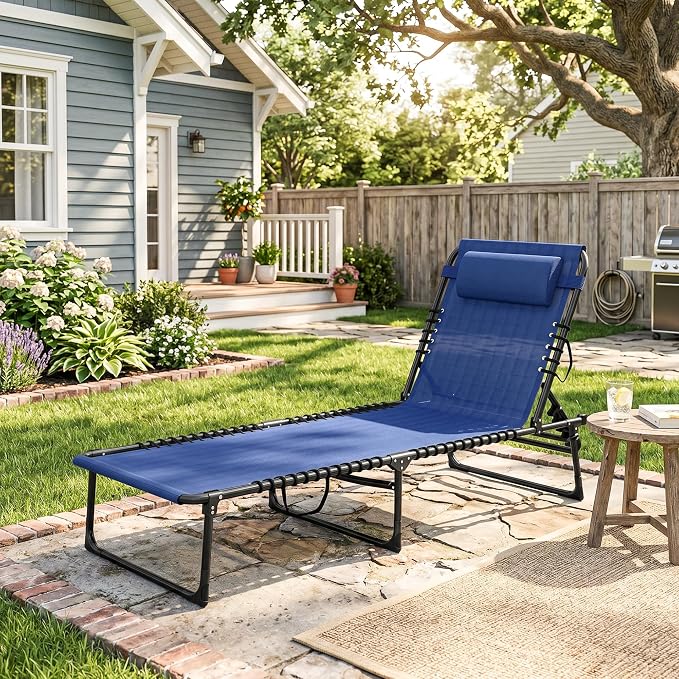 Outsunny Folding Chaise Lounge Chair, Patio Sun Tanning Chair, Outdoor Chaise - Image 10