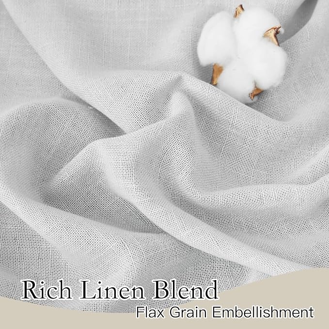 RYB HOME Linen Sheer Curtains for Living Room Privacy Semi Sheer Window Drapes - Image 2