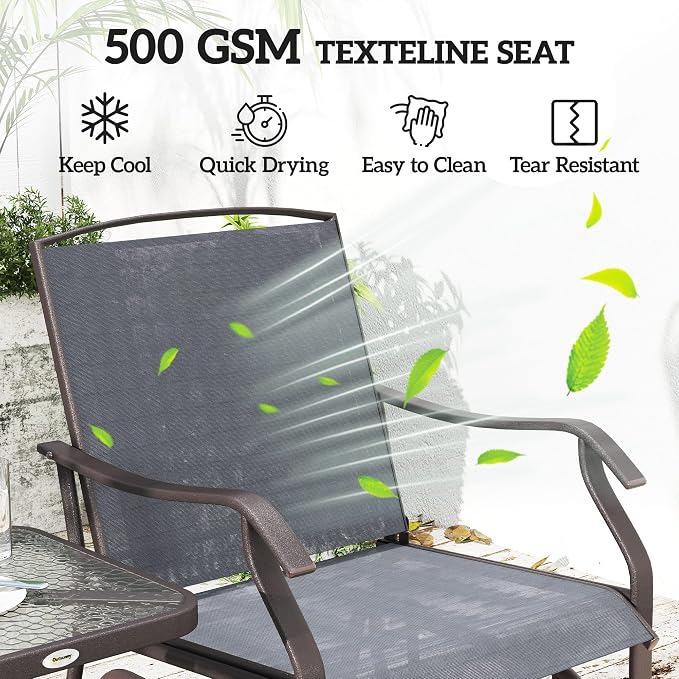 Outsunny 3 Piece Outdoor Glider Chair - Image 4