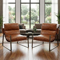 LukeAlon Modern PU Leather Accent Armchairs Set of 2, Upholstered Lounge Chair by LukeAlon